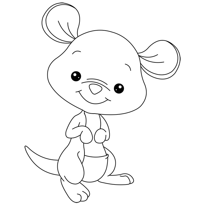 Coloriage De Bébé Kangourou - Animaux à imprimer