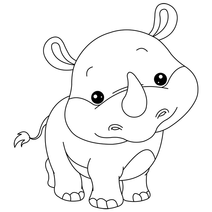 Coloriage De Bébé Rhinoceros - Animaux à imprimer
