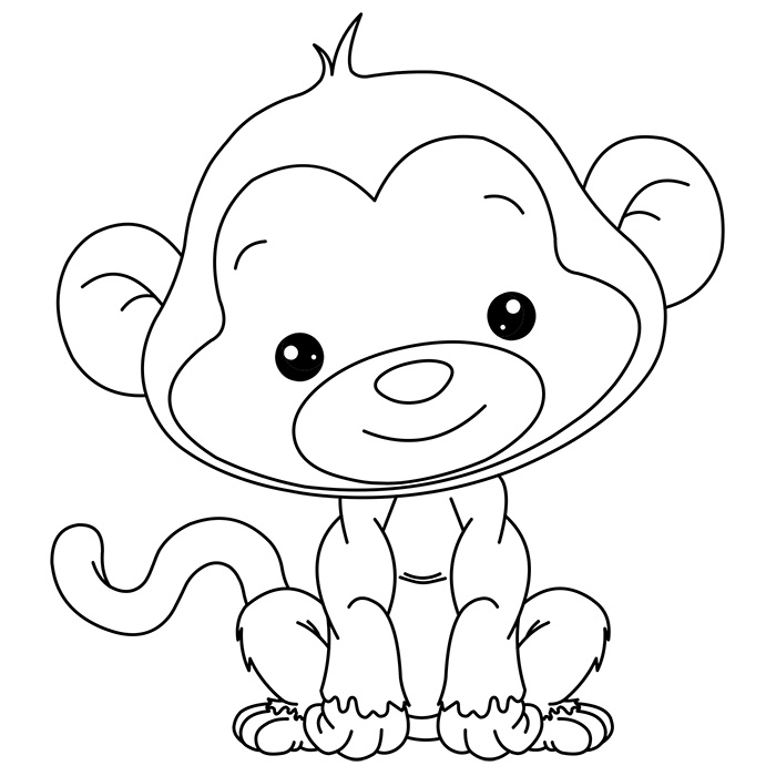 Coloriage De Bébé Singe Tout Mignon - Bébé à imprimer