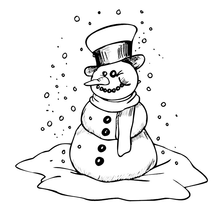 Coloriage De Noël Bonhomme De Neige - Noël à imprimer