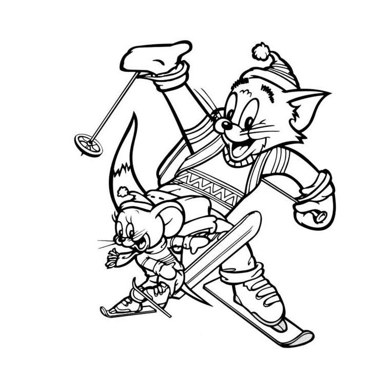 Coloriage De Noël Tom Et Jerry - Noël à imprimer