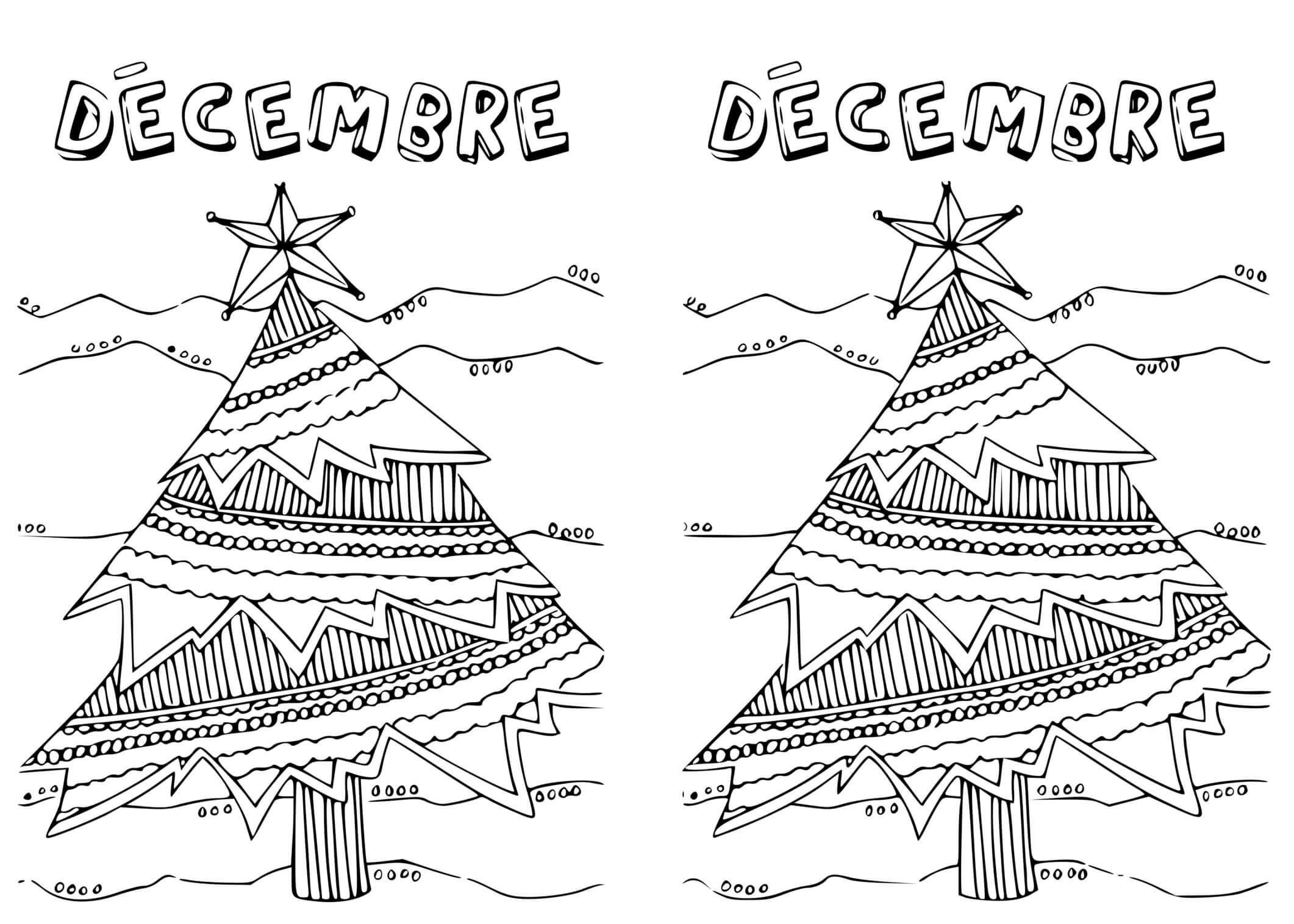 Coloriage Décembre Sapin De Noël Mandala - Décembre à imprimer