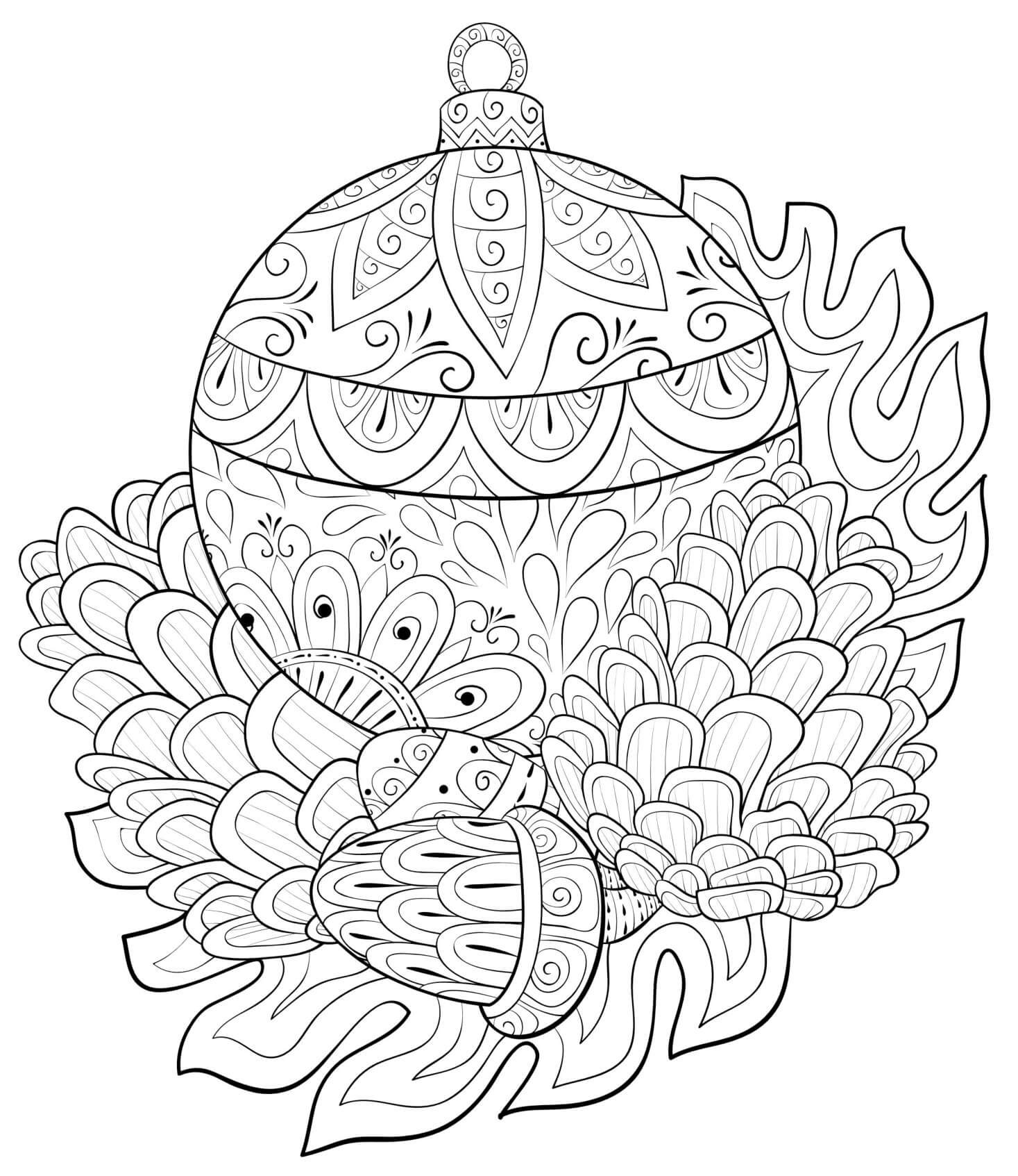 Coloriage Décorations Boule De Noël Mandala Anti Stress - Noël adulte à imprimer