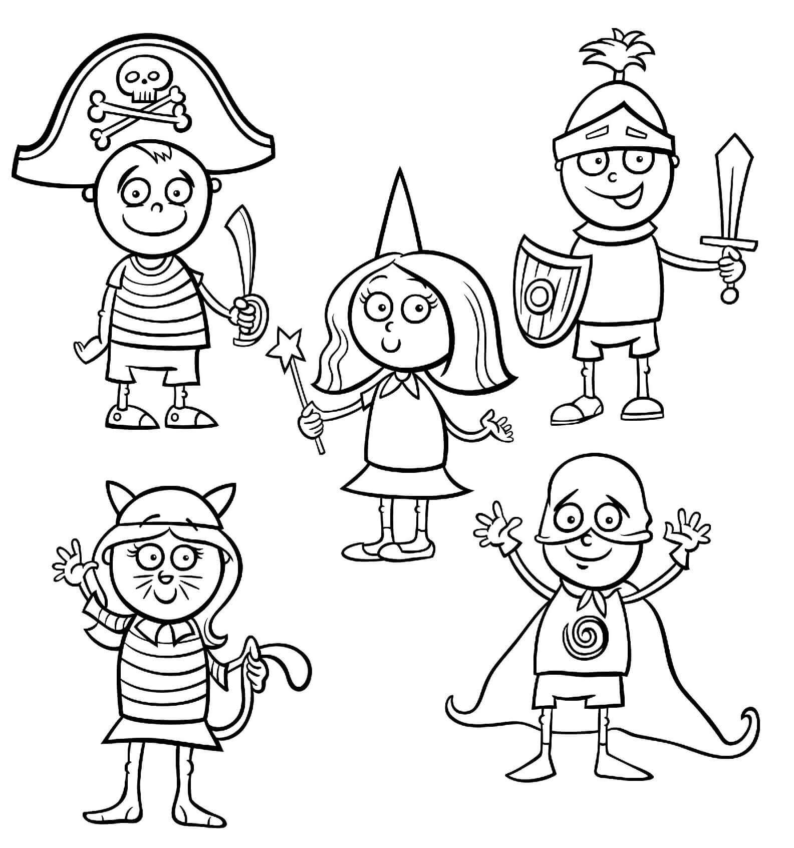 Coloriage Déguisements Et Costumes De Halloween Pour Enfants - Halloween à imprimer