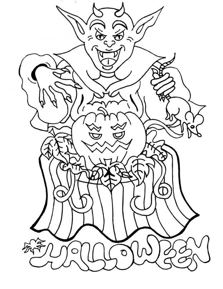 Coloriage Démon Halloween Citrouille - Halloween à imprimer