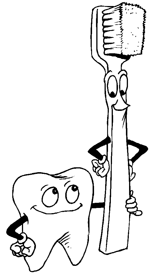 Coloriage Dent Et Brosse A Dent - Dentiste à imprimer