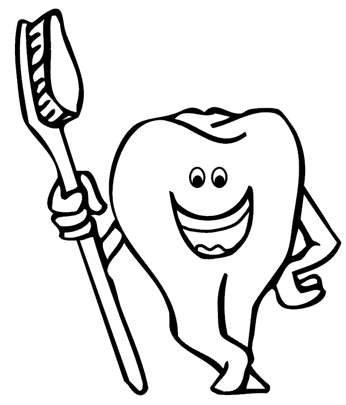 Coloriage Dent Qui Tient Une Brosse A Dents - Dentiste à imprimer