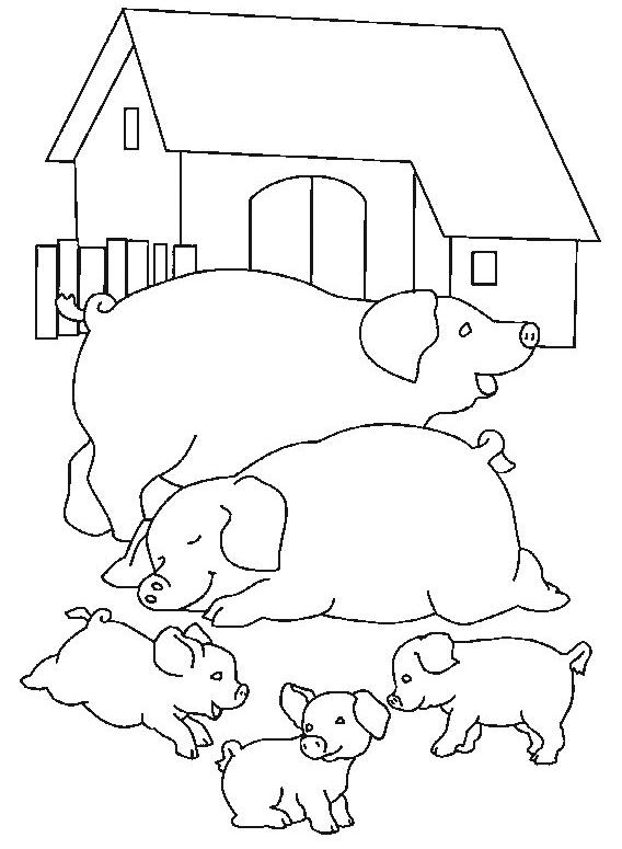 Coloriage Des Cochons A La Ferme - Animaux à imprimer