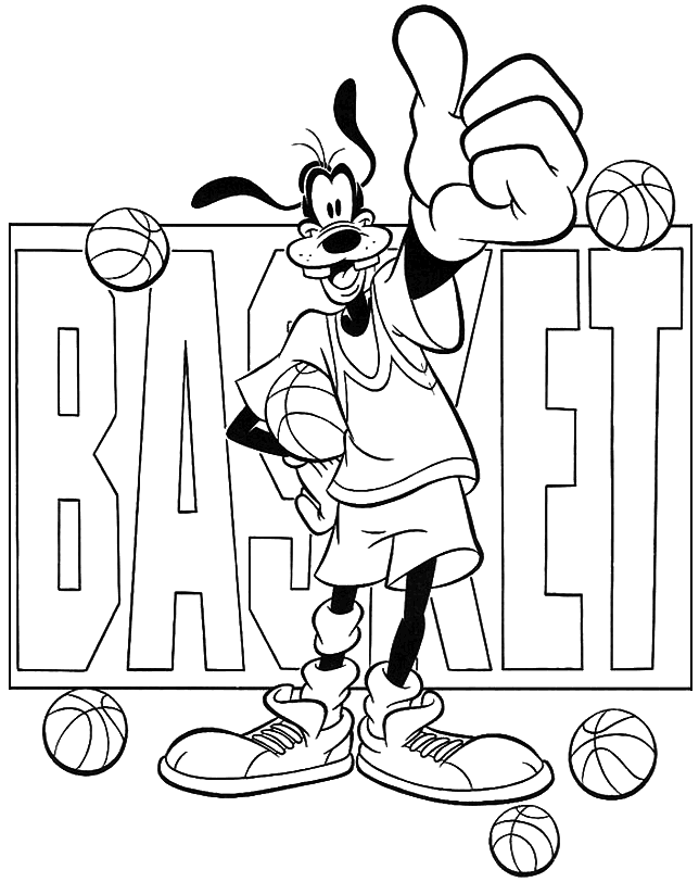 Coloriage Dessin Dingo Adore Le Basket Ball - Basketball à imprimer