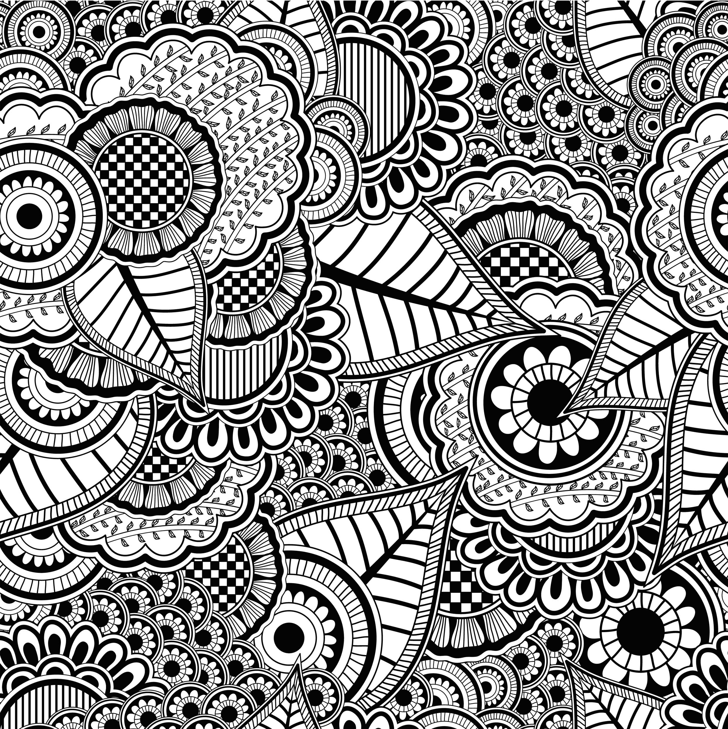 Coloriage Motifs floraux relaxants antistress - Adulte à imprimer