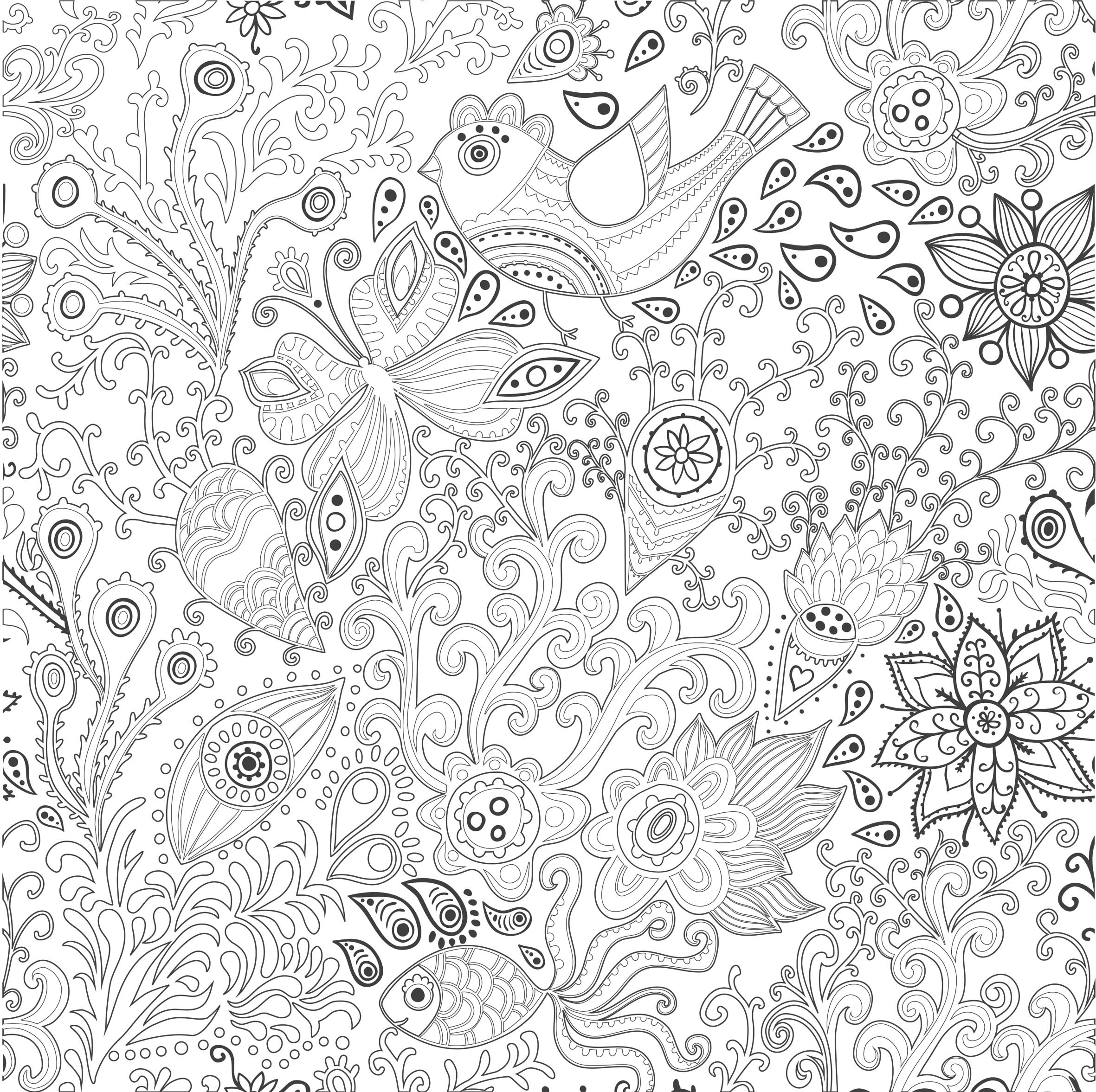 Coloriage Mandala zen apaisant motifs floraux entrecroisés - Adulte à imprimer