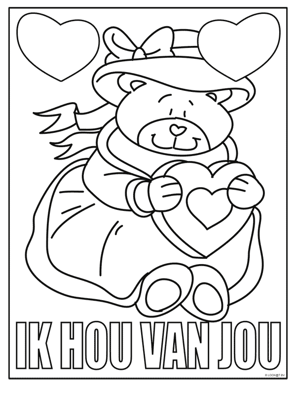 Coloriage Cœurs entrelacés avec rubans et étoiles - Amour coeur à imprimer
