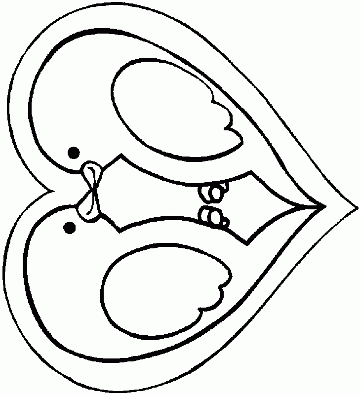 Coloriage Cœur orné de roses et arabesques romantiques - Amour coeur à imprimer