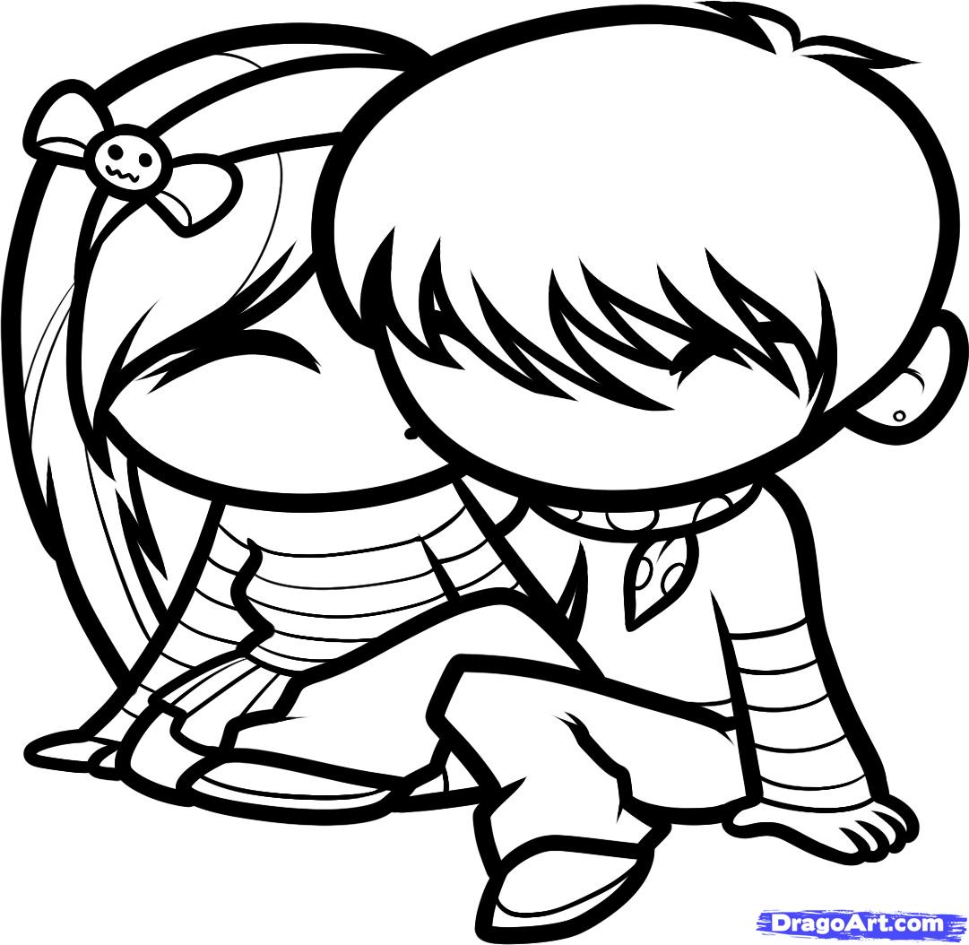 Coloriage Deux cœurs entrelacés avec arabesques - Amour coeur à imprimer