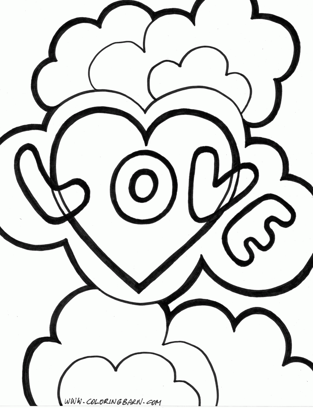 Coloriage Dessin Amour 6 - Amour coeur à imprimer