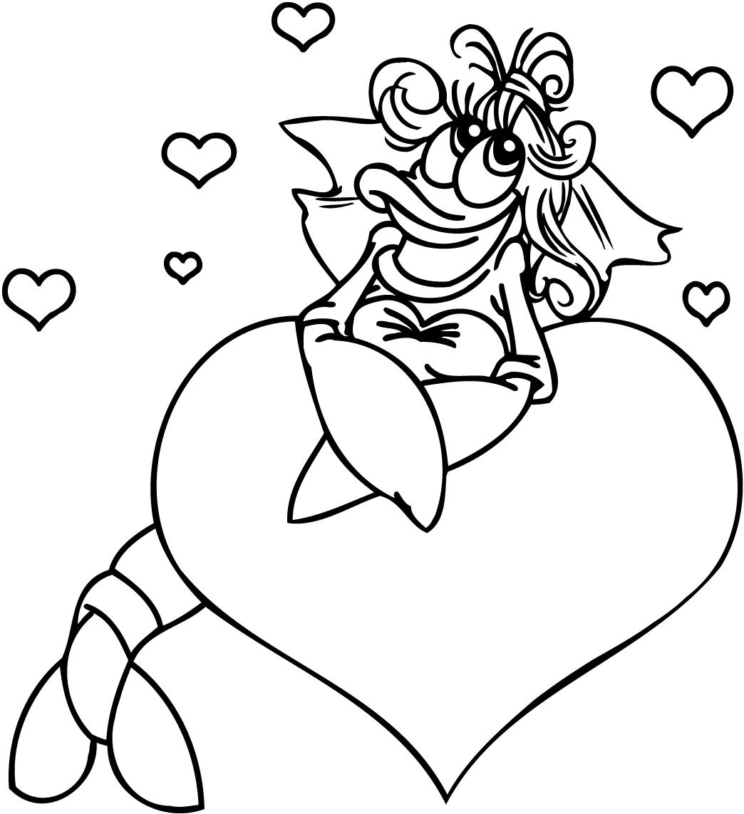 Coloriage Deux cœurs fusionnés avec ornements - Amour coeur à imprimer
