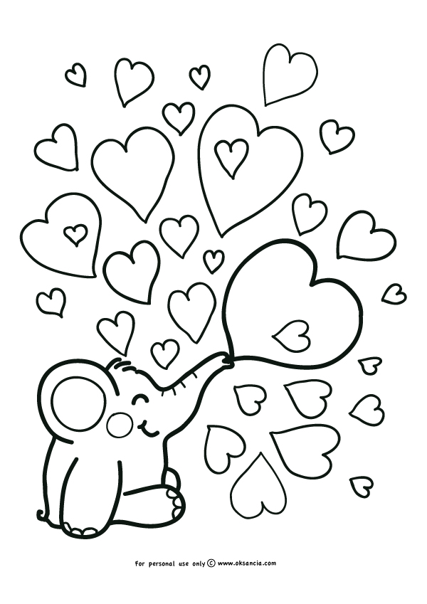 Coloriage Deux cœurs unis par des ailes d'ange - Amour coeur à imprimer