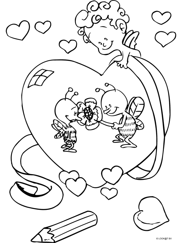 Coloriage Cœur fleuri avec papillons délicats - Amour coeur à imprimer