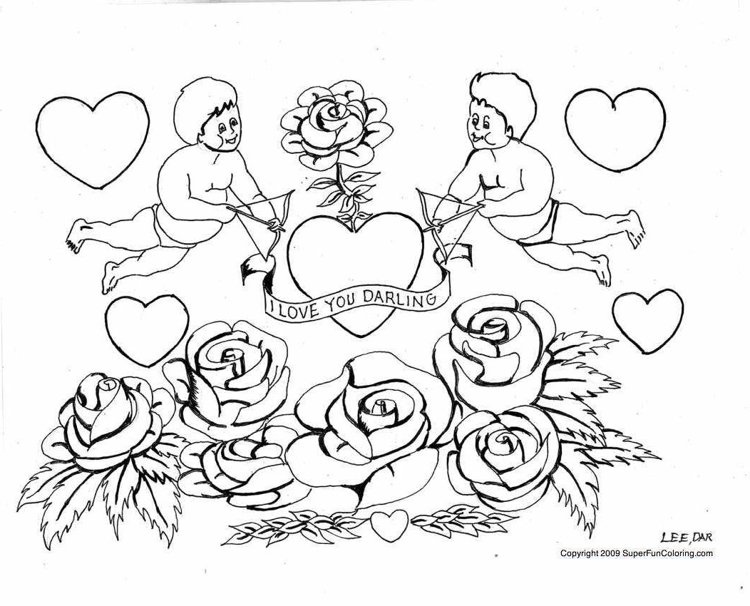 Coloriage Cœur enlacé avec ailes et étoiles - Amour coeur à imprimer