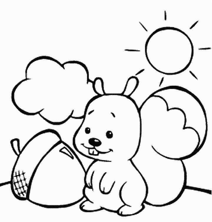 Coloriage Dessin Animaux Écureuil Et Noisette - Animaux à imprimer