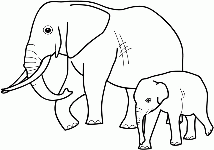 Coloriage Dessin Animaux Éléphants Et Éléphanteau - Animaux à imprimer