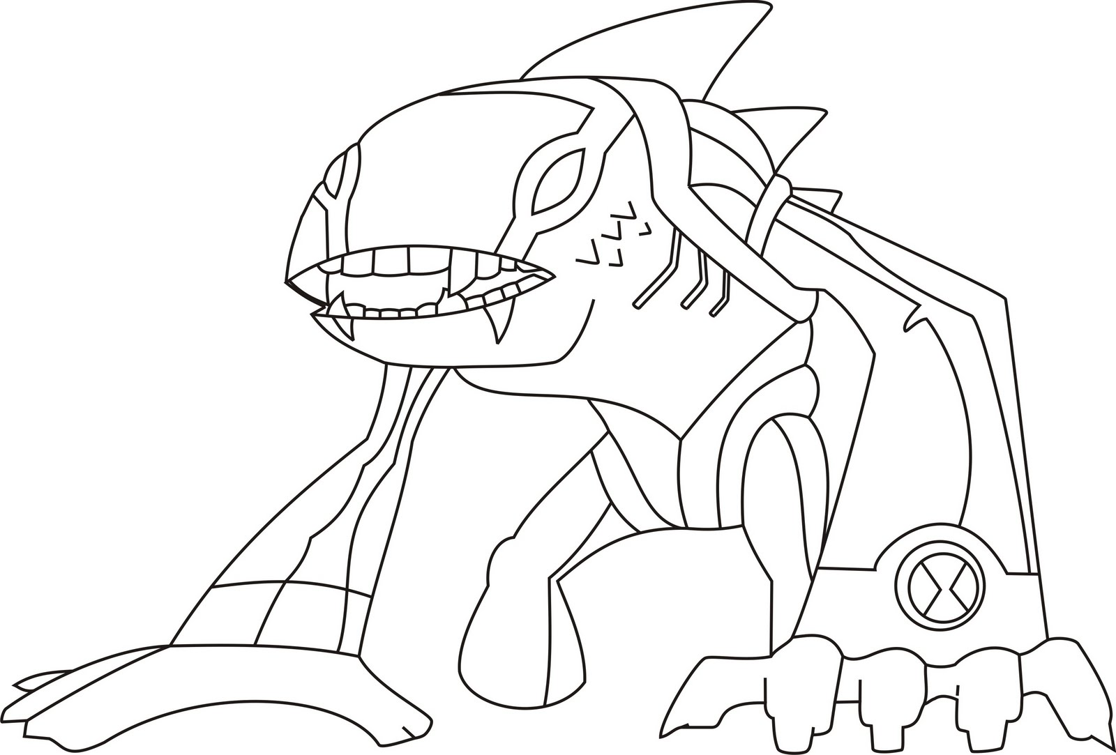 Coloriage Ben 10 transformé en créature alien puissante - Garçon à imprimer