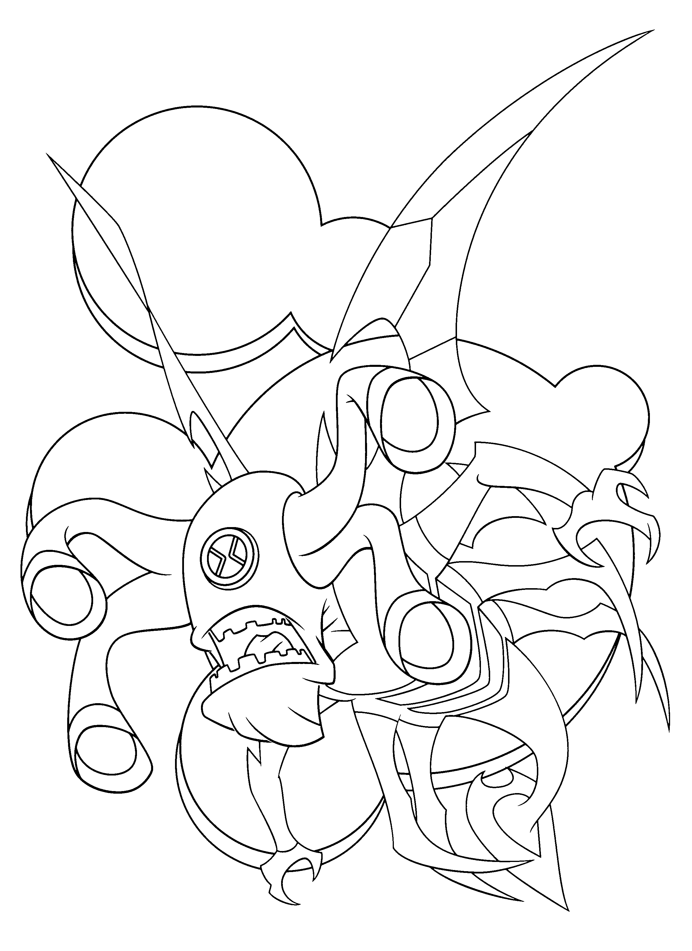 Coloriage Ben 10 en transformation héroïque - Ben 10 à imprimer