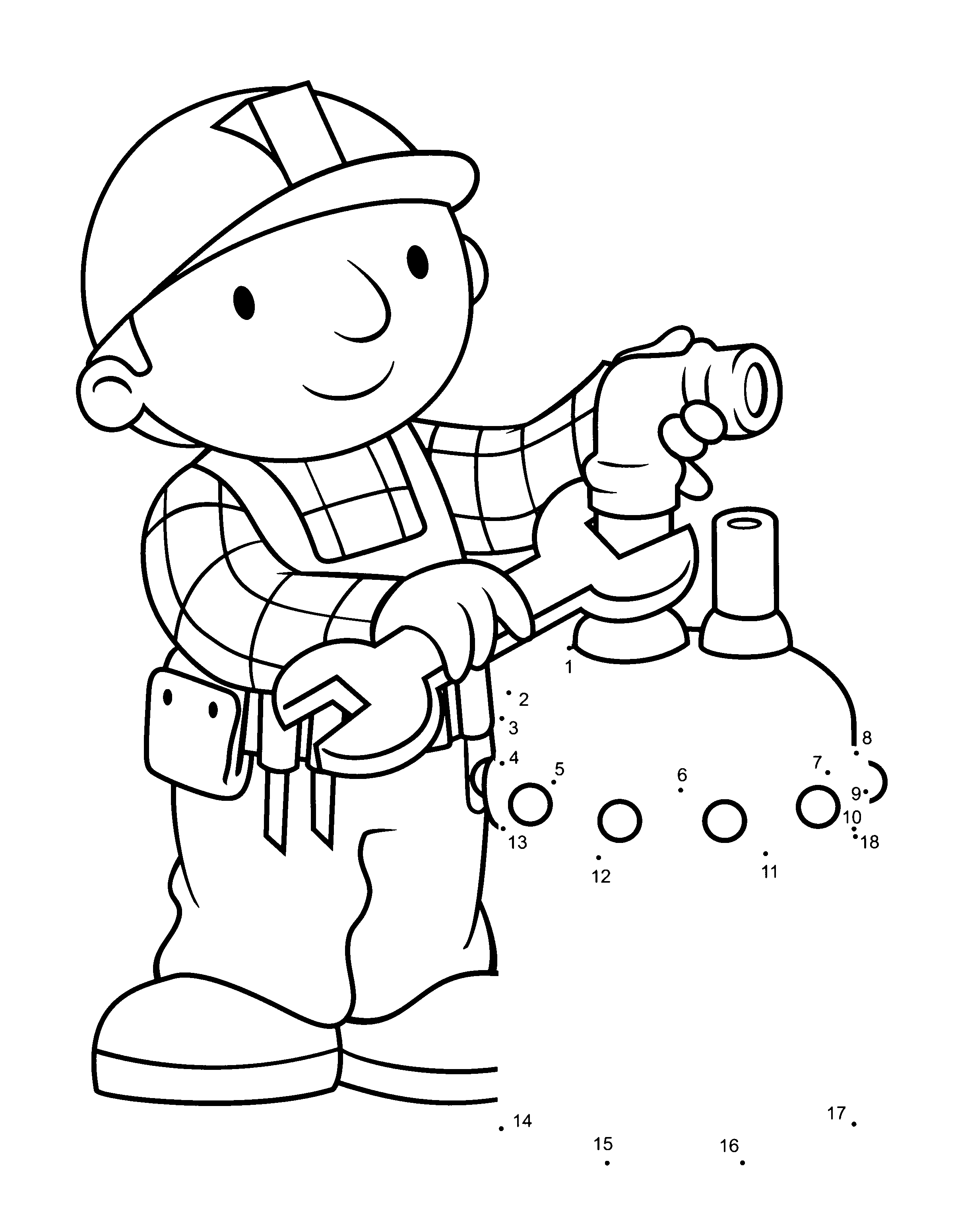 Coloriage Bob le bricoleur construisant une maison - Bob le bricoleur à imprimer