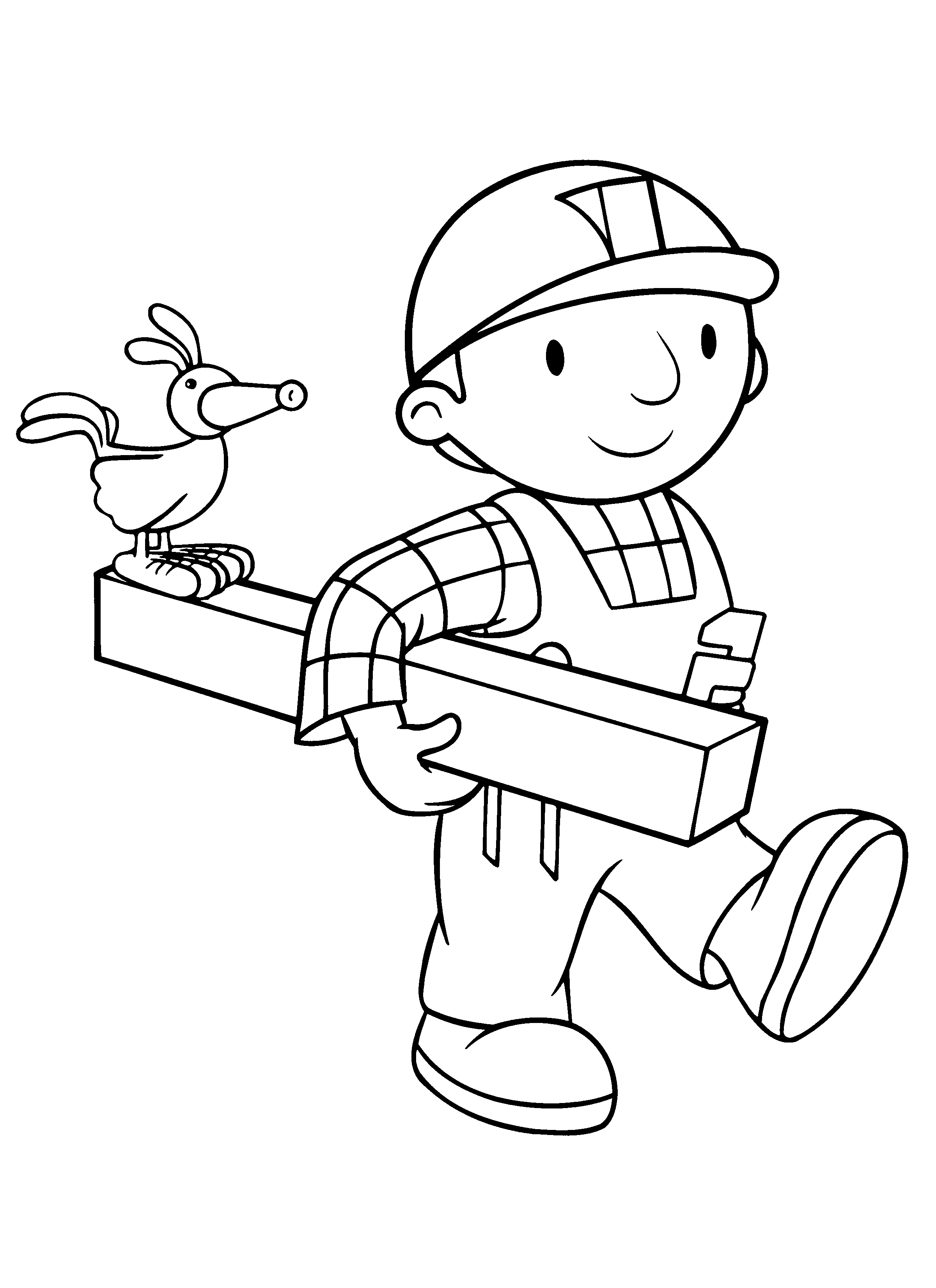Coloriage Bob le bricoleur construisant une maison - Bob le bricoleur à imprimer