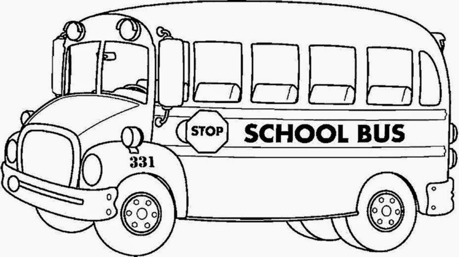 Coloriage Bus jaune en route avec fenêtres - Enfants à imprimer
