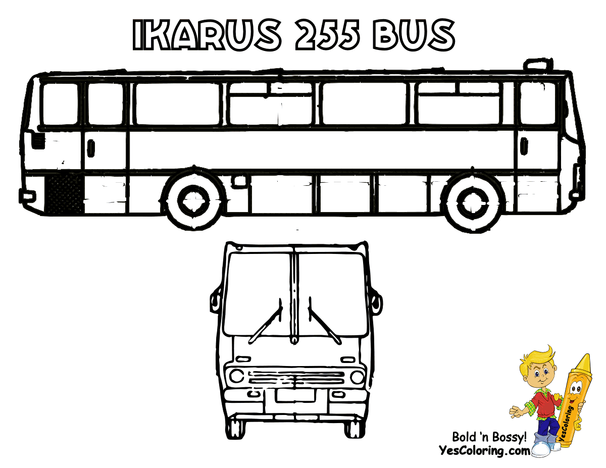 Coloriage Autobus urbain avec passagers en ville - Enfants à imprimer