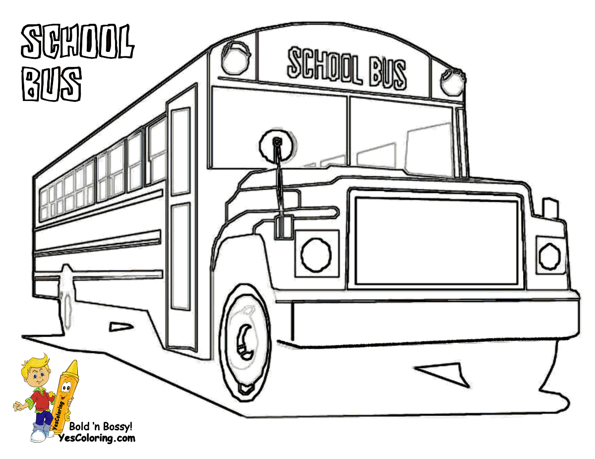 Coloriage Bus scolaire jaune avec enfants joyeux - Enfants à imprimer