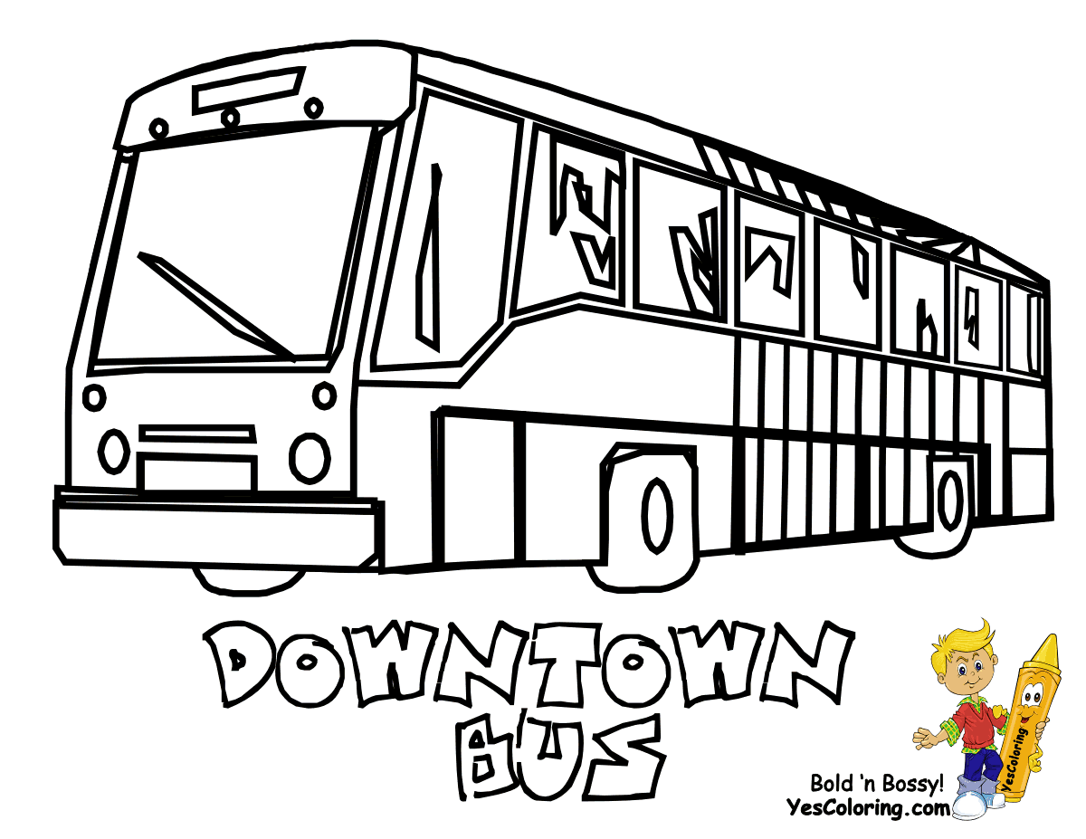 Coloriage Bus urbain en perspective - Enfants à imprimer