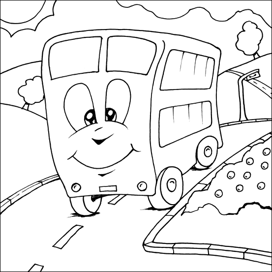 Coloriage Minibus de tourisme transportant voyageurs - Enfants à imprimer