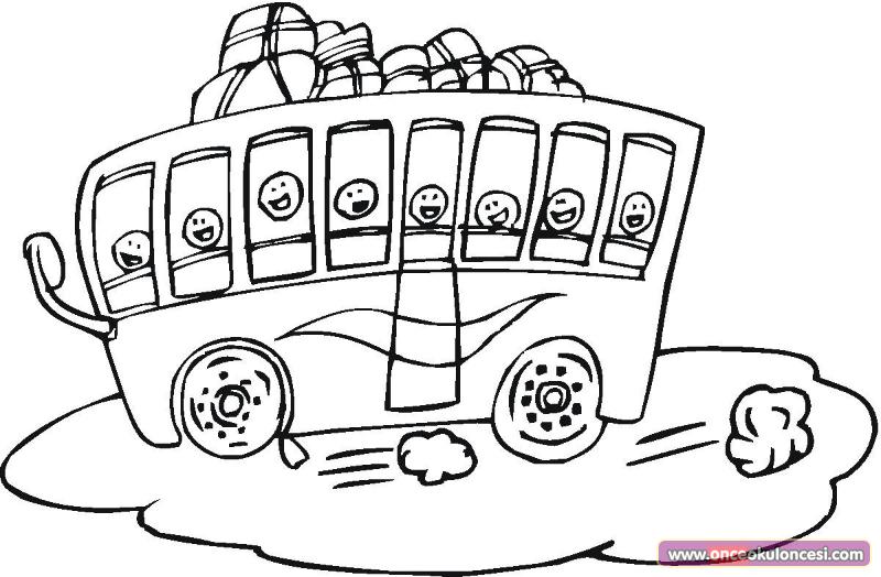 Coloriage Minibus avec fenêtres et roues détaillées - Enfants à imprimer