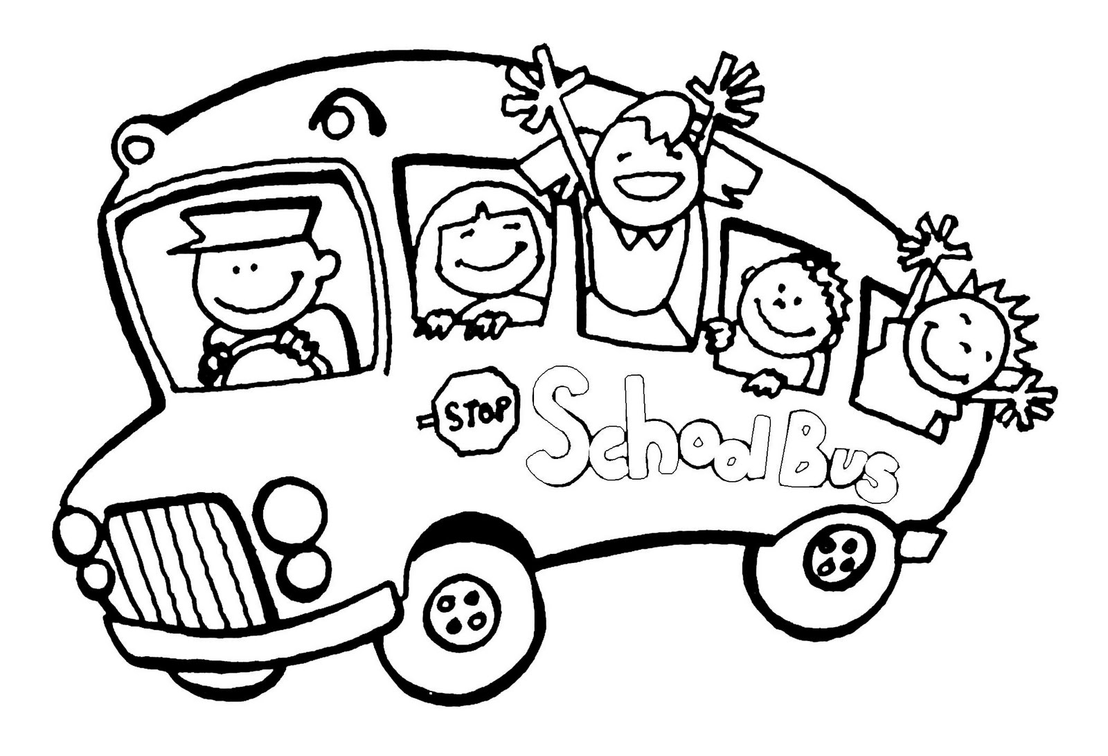 Coloriage Minibus coloré avec détails de route - Enfants à imprimer