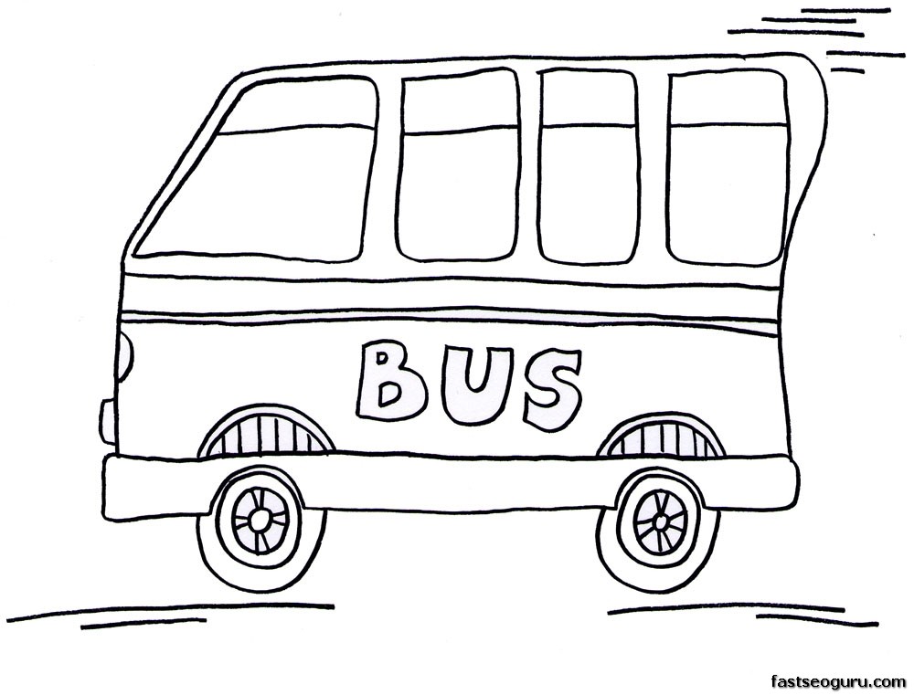 Coloriage Bus scolaire jaune en route - Enfants à imprimer