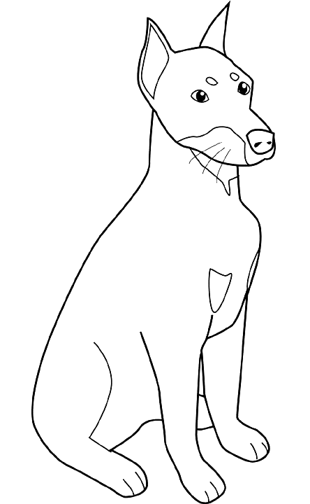 Coloriage Dessin Chien Doberman Assis - Chien à imprimer