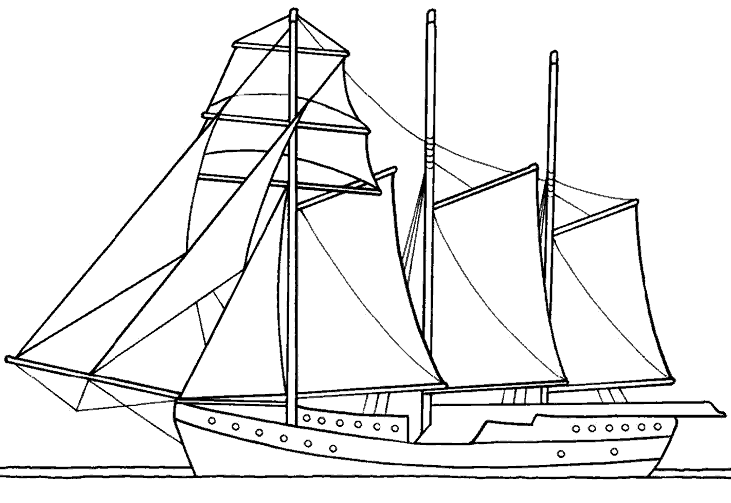 Coloriage Dessin D'Un 3 Mats - Bateau à imprimer