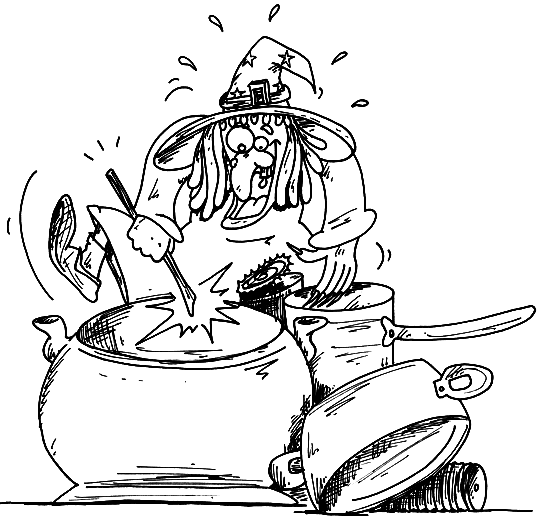Coloriage Dessin D'Une Sorcière Qui Cuisine Dans Sa Marmite - Halloween sorciere à imprimer