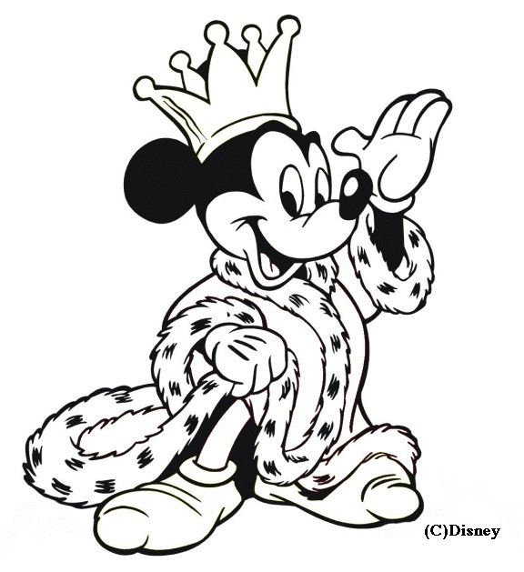 Coloriage Dessin De Mickey En Roi - Alphabet disney à imprimer