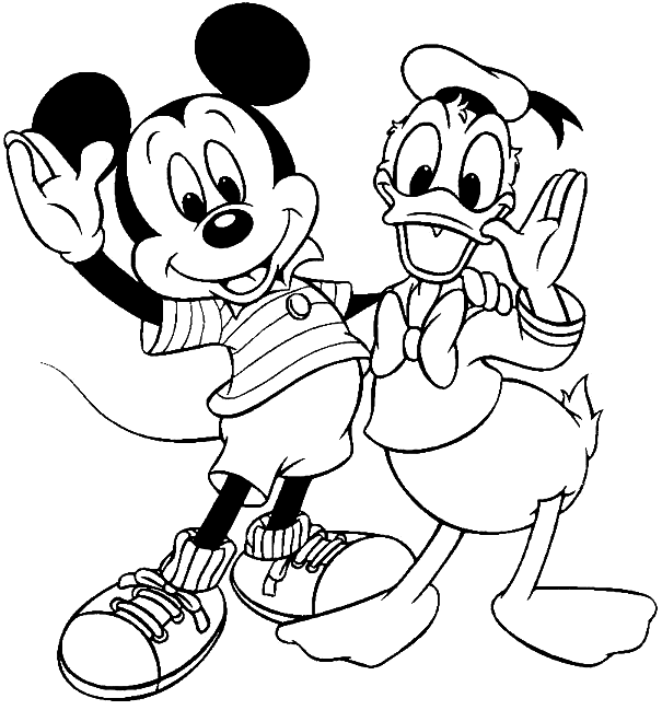 Coloriage Dessin De Mickey Et Son Ami Donald - Mickey à imprimer