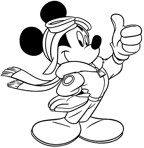 Coloriage Dessin De Mickey L'Aviateur - Mickey à imprimer