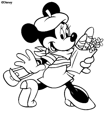 Coloriage Dessin De Minnie En France - Minnie à imprimer