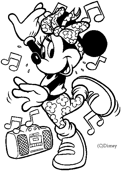 Coloriage Dessin De Minnie Qui Danse - Minnie à imprimer
