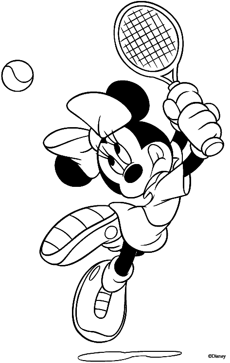 Coloriage Dessin De Minnie Qui Joue Au Tennis - Minnie à imprimer