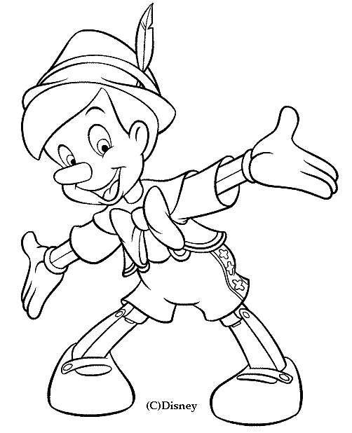 Coloriage Dessin De Pinocchio Avec Les Bras Grands Ouverts - Pinocchio à imprimer
