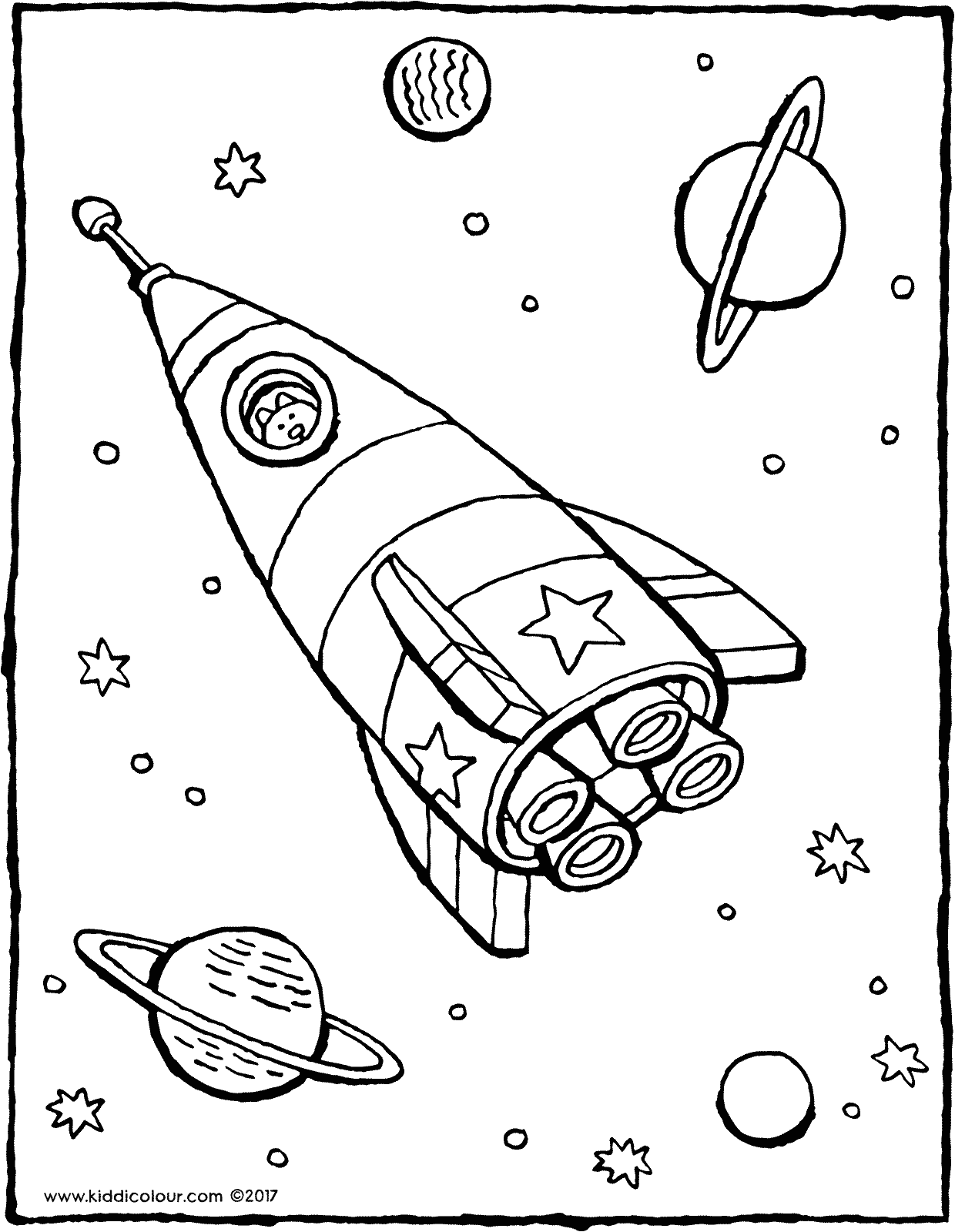 Coloriage Dessin De Fusée Dans L'espace - Fusée à imprimer