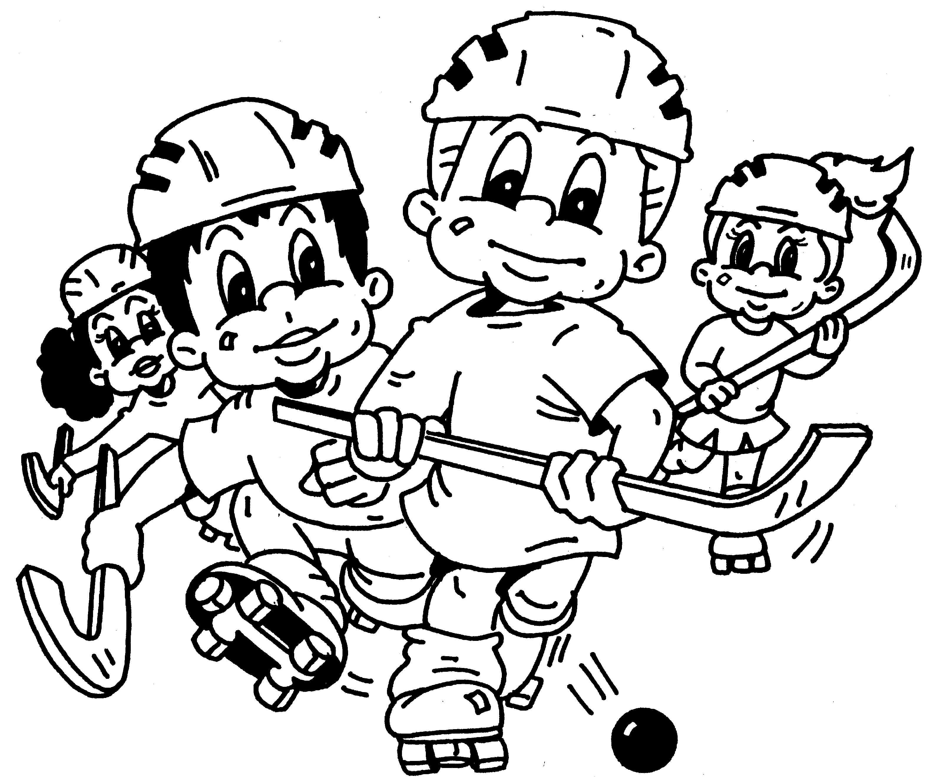 Coloriage Dessin De Hockey Enfants Fille Et Garçon - Hockey à imprimer