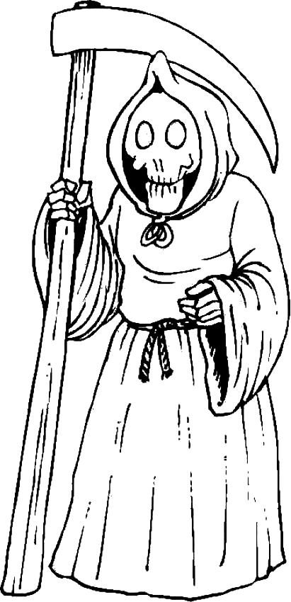 Coloriage Dessin De La Mort Avec Sa Faux - Halloween à imprimer